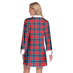 MacTavish Modern Tartan Plaid Lapel Shirt Dress Long Sleeve