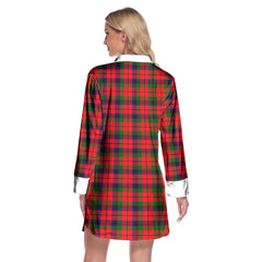 MacNaughton Modern Tartan Plaid Lapel Shirt Dress Long Sleeve