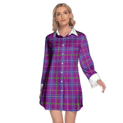 Jackson Tartan Plaid Lapel Shirt Dress Long Sleeve