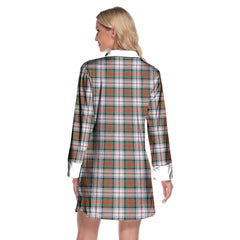 MacDuff Dress Ancient Tartan Plaid Lapel Shirt Dress Long Sleeve