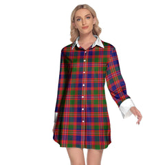 MacIntyre Modern Tartan Plaid Lapel Shirt Dress Long Sleeve