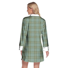Kelly Dress Tartan Plaid Lapel Shirt Dress Long Sleeve