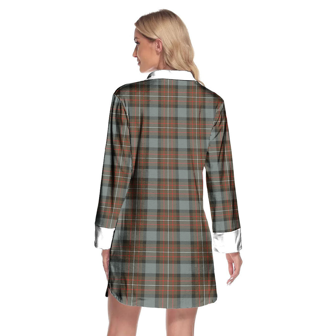 Fergusson Weathered Tartan Plaid Lapel Shirt Dress Long Sleeve