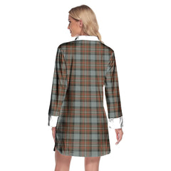 Fergusson Weathered Tartan Plaid Lapel Shirt Dress Long Sleeve
