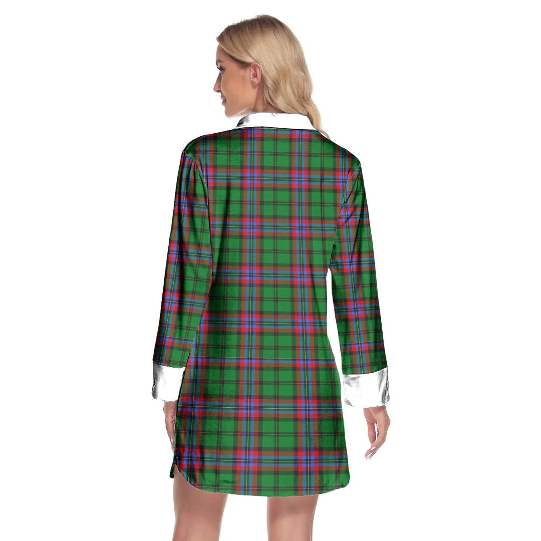McGeachie Tartan Plaid Lapel Shirt Dress Long Sleeve