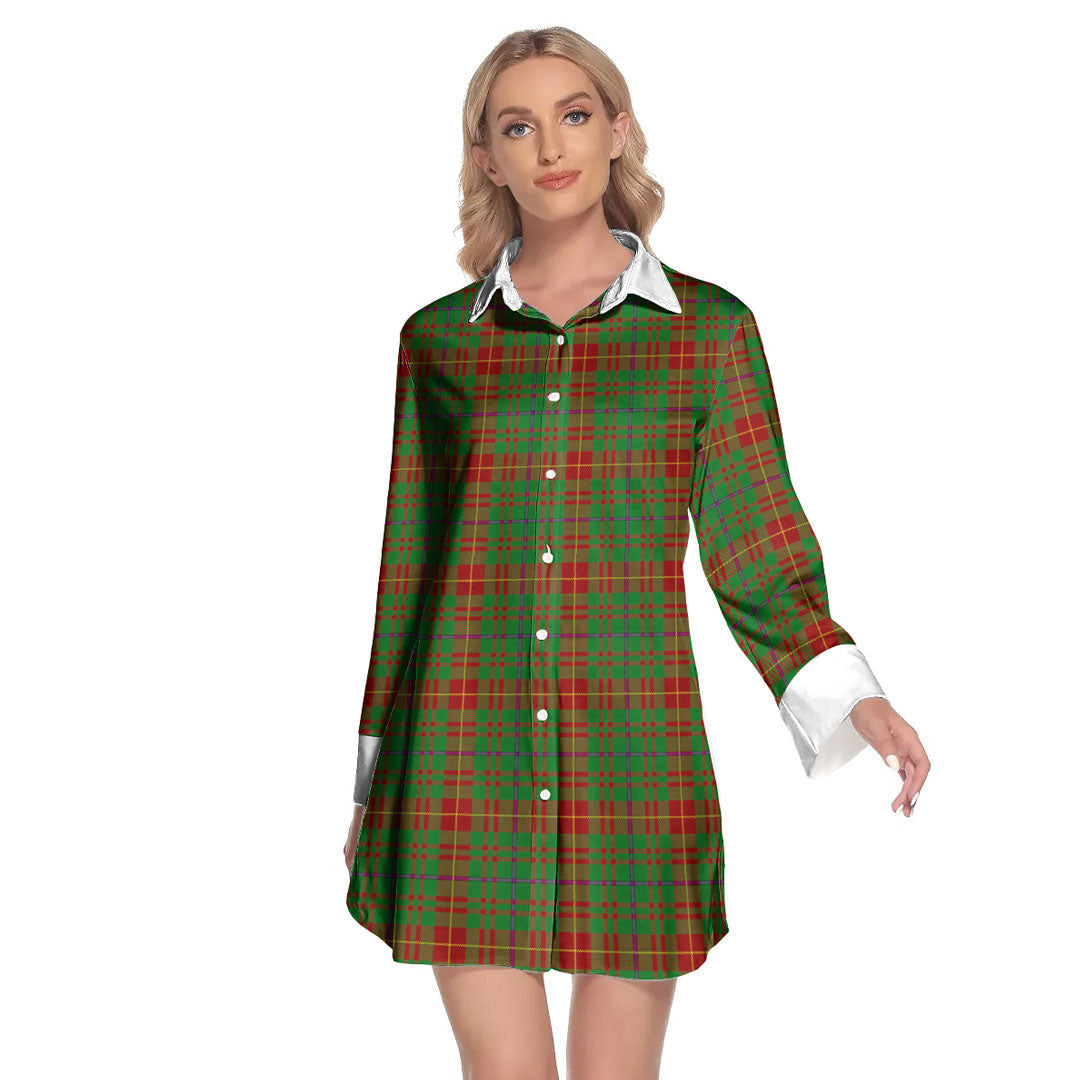 Fulton Tartan Plaid Lapel Shirt Dress Long Sleeve