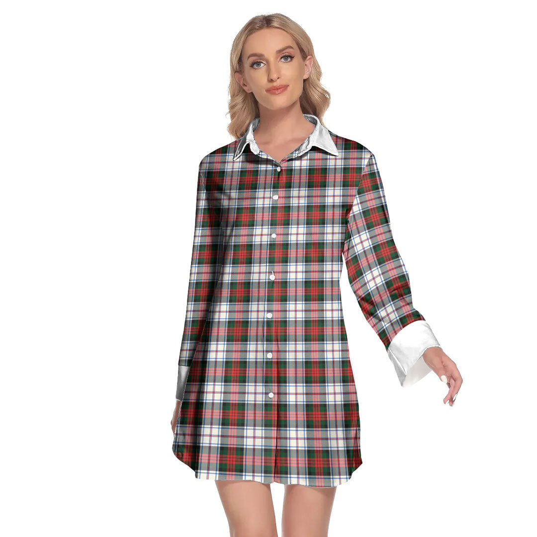 MacDuff Dress Modern Tartan Plaid Lapel Shirt Dress Long Sleeve