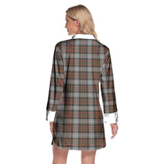 MacRae Hunting Weathered Tartan Plaid Lapel Shirt Dress Long Sleeve