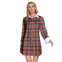 MacDuff Ancient Tartan Plaid Lapel Shirt Dress Long Sleeve