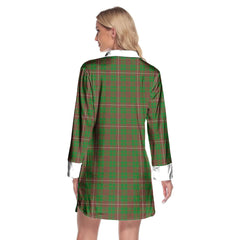 MacKinnon Hunting Modern Tartan Plaid Lapel Shirt Dress Long Sleeve