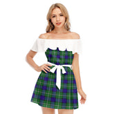Alexander Tartan Plaid Off-shoulder Dress With Ruffle