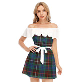 Fraser Hunting Ancient Tartan Plaid Off-shoulder Dress With Ruffle