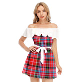 Aberdeen District Tartan Plaid Off-shoulder Dress With Ruffle