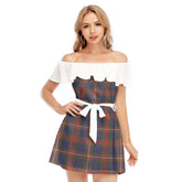 Fraser Hunting Modern Tartan Plaid Off-shoulder Dress With Ruffle