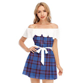 Elliot Modern Tartan Plaid Off-shoulder Dress With Ruffle