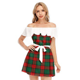 Stewart Atholl Modern Tartan Plaid Off-shoulder Dress With Ruffle
