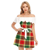 Gibbs Tartan Plaid Off-shoulder Dress With Ruffle