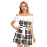 Stewart Dress Modern Tartan Plaid Off-shoulder Dress With Ruffle