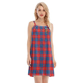 Galloway Red Tartan Crest O-neck Cami Dress