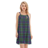 Wood Modern Tartan Crest O-neck Cami Dress