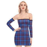 Elliot Modern Tartan Plaid Off-Shoulder Back Lace-Up Dress