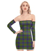 Stewart of Appin Hunting Modern Tartan Plaid Off-Shoulder Back Lace-Up Dress