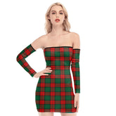 Stewart Atholl Modern Tartan Plaid Off-Shoulder Back Lace-Up Dress