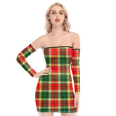 Gibbs Tartan Plaid Off-Shoulder Back Lace-Up Dress
