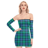 Flower Of Scotland Tartan Plaid Off-Shoulder Back Lace-Up Dress