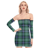 MacDonald of the Isles Hunting Ancient Tartan Plaid Off-Shoulder Back Lace-Up Dress