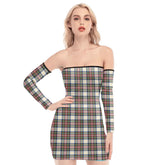 Stewart Dress Ancient Tartan Plaid Off-Shoulder Back Lace-Up Dress