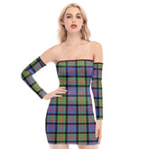 MacDonald Ancient Tartan Plaid Off-Shoulder Back Lace-Up Dress