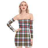 Stewart Dress Modern Tartan Plaid Off-Shoulder Back Lace-Up Dress