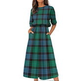 Stewart Old Ancient Tartan Plaid Women's Elastic Waist Dress