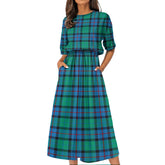 Flower Of Scotland Tartan Plaid Women's Elastic Waist Dress