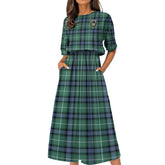 MacDonald of the Isles Hunting Ancient Tartan Crest Women's Elastic Waist Dress