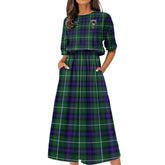 MacDonald of the Isles Hunting Modern Tartan Crest Women's Elastic Waist Dress