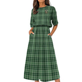 MacDonald Lord of the Isles Hunting Tartan Crest Women's Elastic Waist Dress