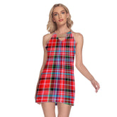 Aberdeen District Tartan Plaid Round Neck Above Knee Dress