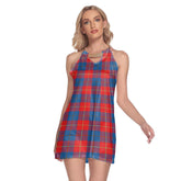Galloway Red Tartan Plaid Round Neck Above Knee Dress