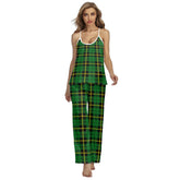 Wallace Hunting Green Tartan Plaid Cami Pajamas Sets