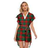 Stewart Atholl Modern Tartan Plaid Stand-up Collar Casual Dress With Belt