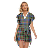 Aikenhead Tartan Plaid Stand-up Collar Casual Dress With Belt