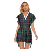 Fraser Hunting Ancient Tartan Plaid Stand-up Collar Casual Dress With Belt