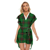 Fife District Tartan Plaid Stand-up Collar Casual Dress With Belt