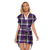 MacDonald Dress Modern Tartan Plaid Stand-up Collar Casual Dress With Belt