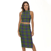 Stewart of Appin Hunting Modern Tartan Plaid Tank Top & Split High Skirt Set