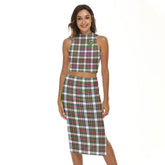 Stewart Dress Modern Tartan Crest Tank Top & Split High Skirt Set