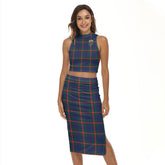 Agnew Modern Tartan Crest Tank Top & Split High Skirt Set