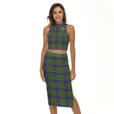 Stewart of Appin Hunting Modern Tartan Crest Tank Top & Split High Skirt Set